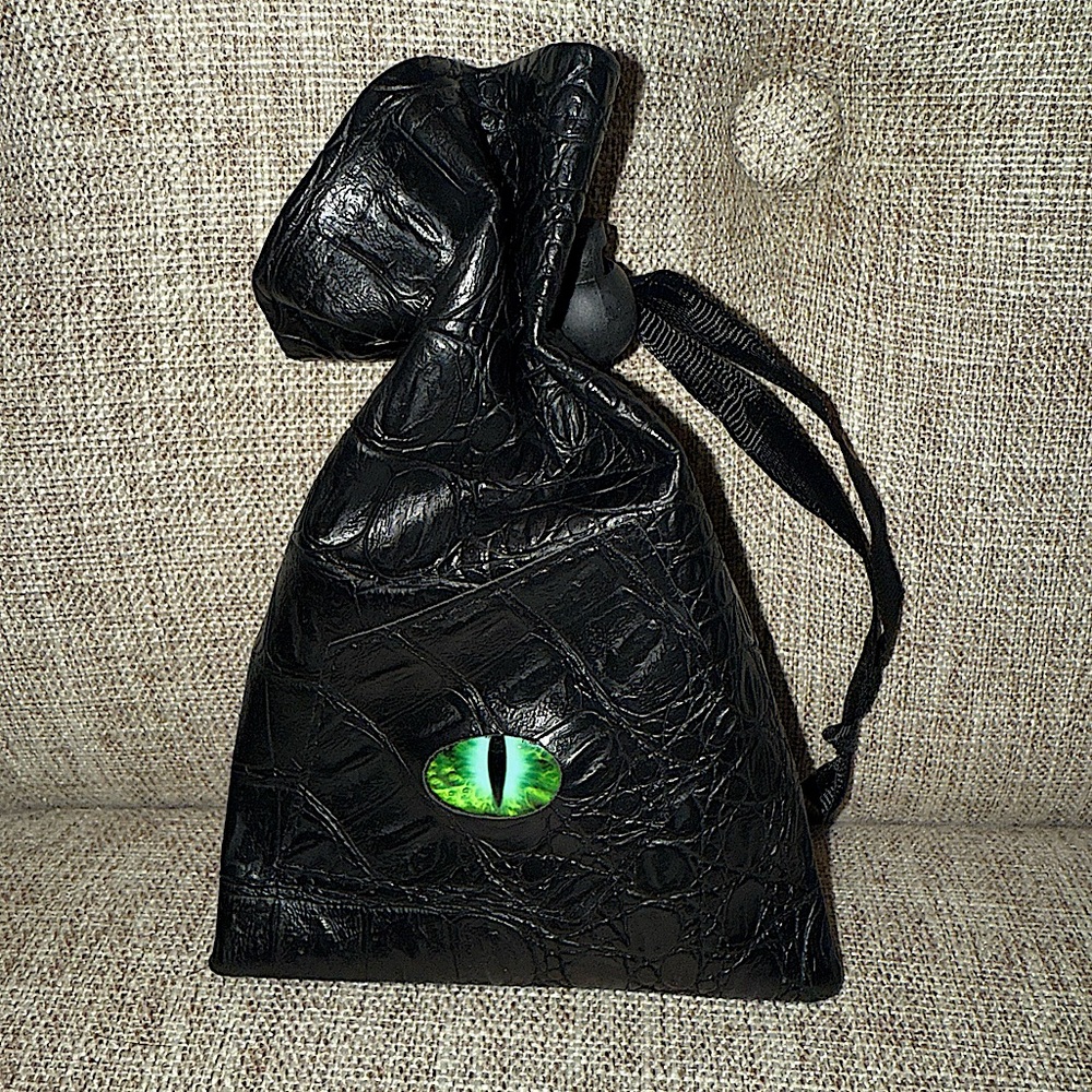 Mystical Dragon Eye Dice Bag 🐉+ 7 Multicolor Dice Set 🎲✨Dungeons & Dragons,MTG